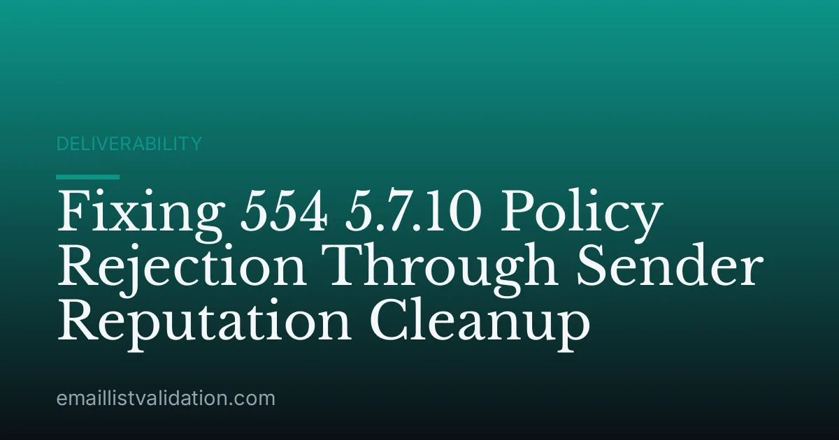 Fixing 554 5.7.10 Policy Rejection Through Sender Reputation Cleanup