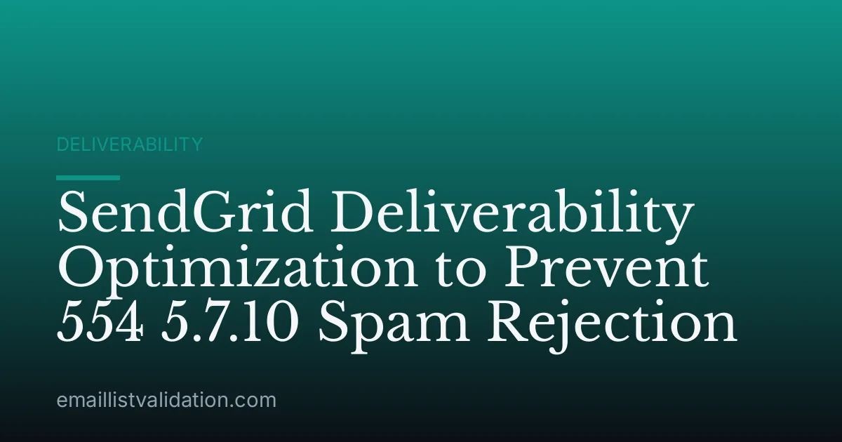 SendGrid Deliverability Optimization to Prevent 554 5.7.10 Spam Rejection