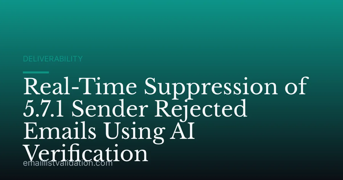 Real-Time Suppression of 5.7.1 Sender Rejected Emails Using AI Verification