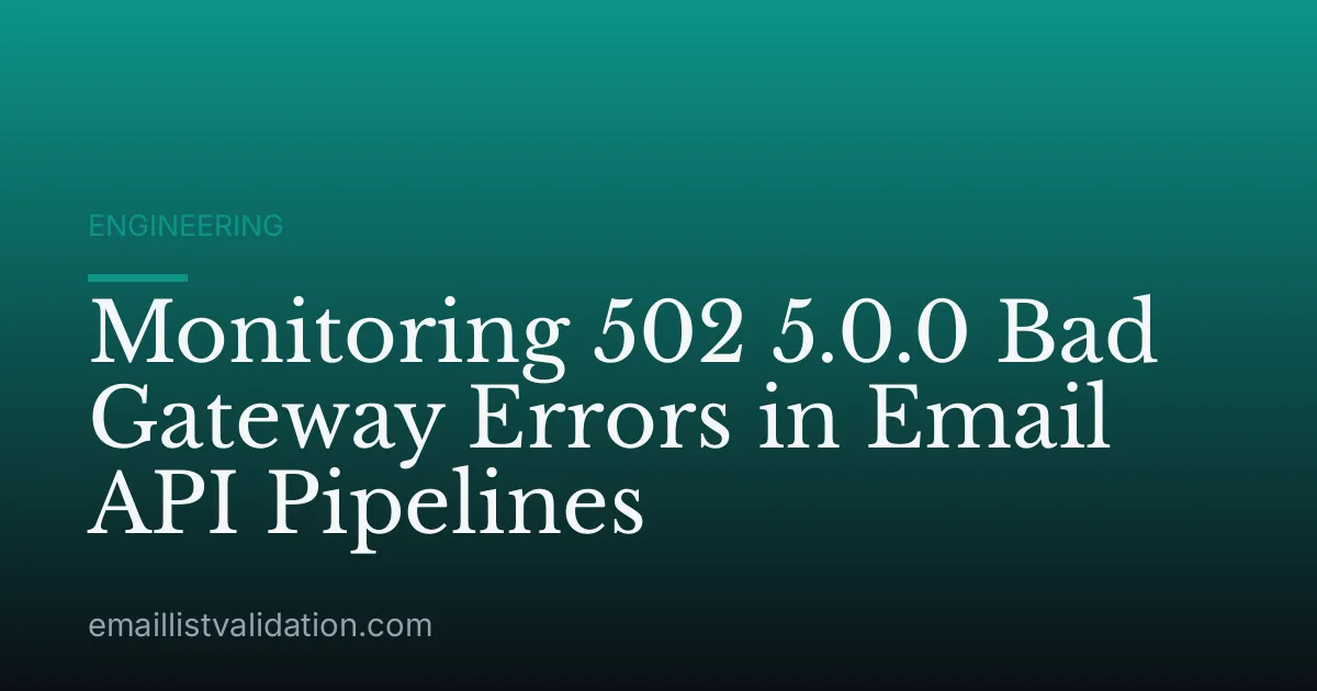 Monitoring 502 5.0.0 Bad Gateway Errors in Email API Pipelines