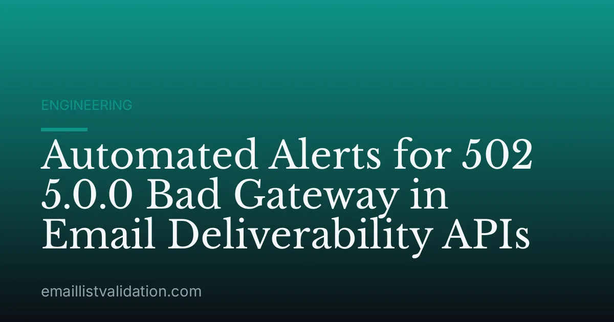 Automated Alerts for 502 5.0.0 Bad Gateway in Email Deliverability APIs