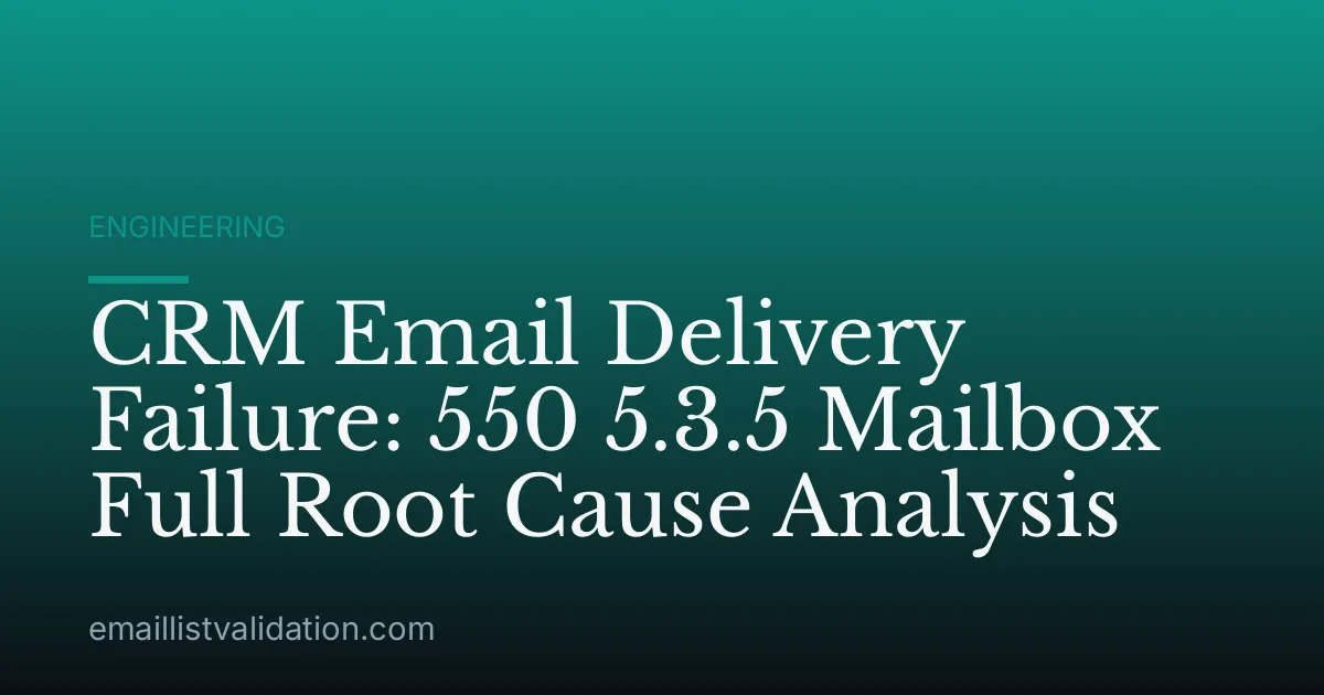 CRM Email Delivery Failure: 550 5.3.5 Mailbox Full Root Cause Analysis