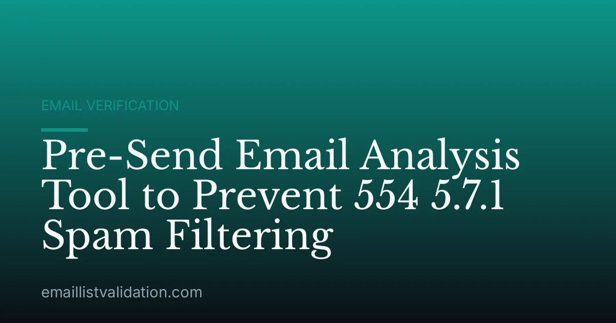 Pre-Send Email Analysis Tool to Prevent 554 5.7.1 Spam Filtering