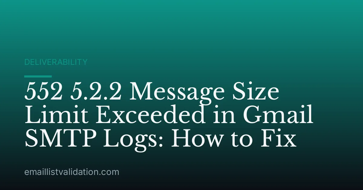 552 5.2.2 Message Size Limit Exceeded in Gmail SMTP Logs: How to Fix