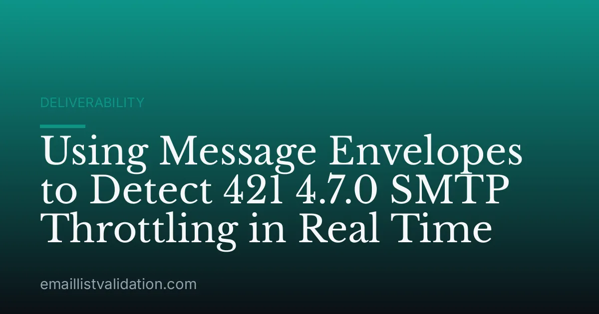 Using Message Envelopes to Detect 421 4.7.0 SMTP Throttling in Real Time