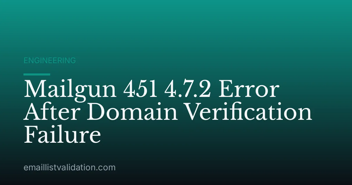Mailgun 451 4.7.2 Error After Domain Verification Failure