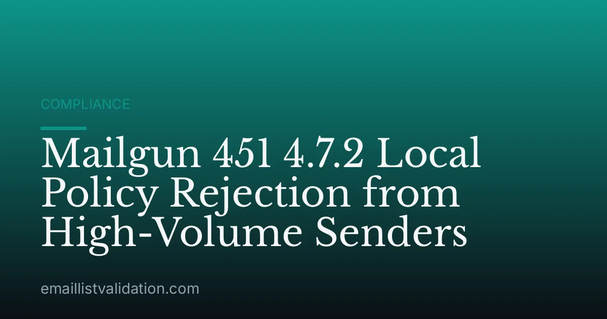 Mailgun 451 4.7.2 Local Policy Rejection from High-Volume Senders