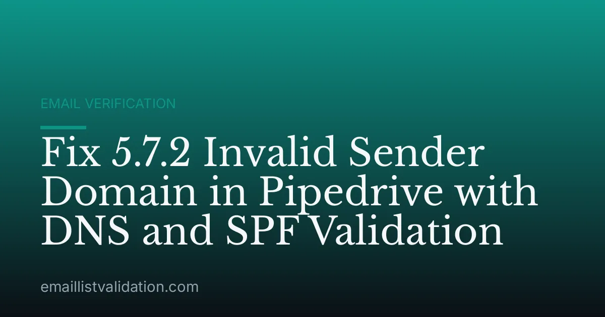 Fix 5.7.2 Invalid Sender Domain in Pipedrive with DNS and SPF Validation