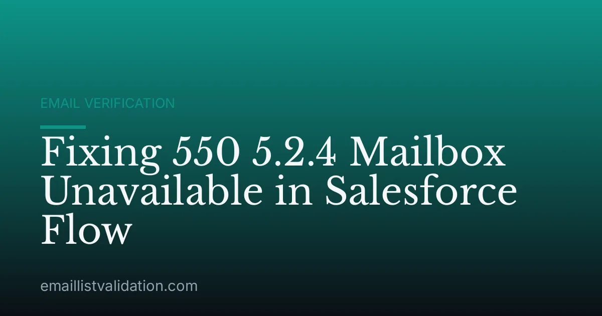 Fixing 550 5.2.4 Mailbox Unavailable in Salesforce Flow