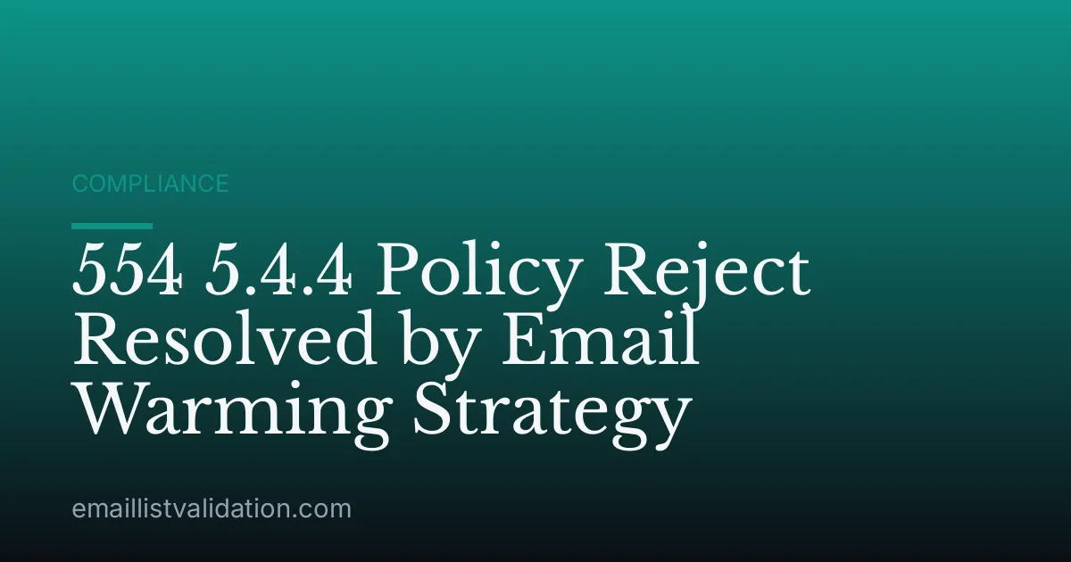 554 5.4.4 Policy Reject Resolved by Email Warming Strategy
