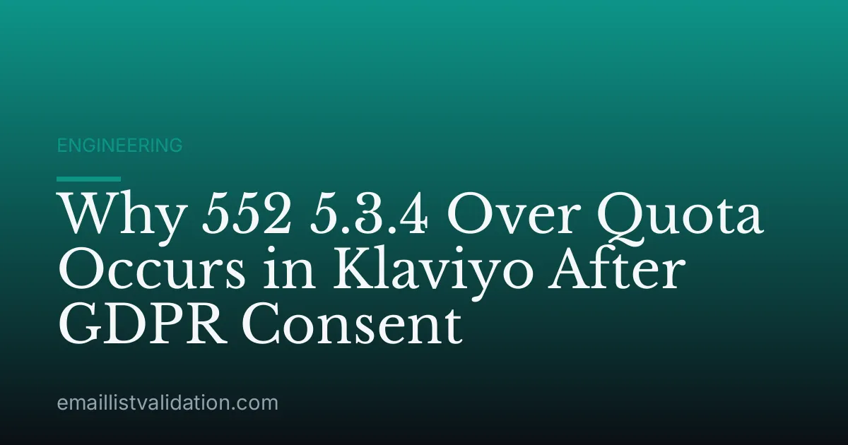 Why 552 5.3.4 Over Quota Occurs in Klaviyo After GDPR Consent