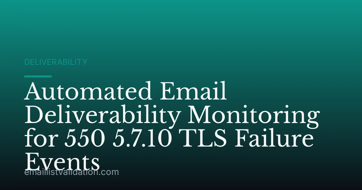 Automated Email Deliverability Monitoring for 550 5.7.10 TLS Failure Events