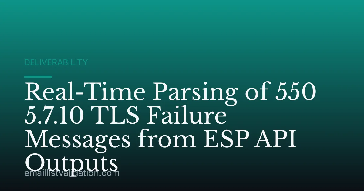 Real-Time Parsing of 550 5.7.10 TLS Failure Messages from ESP API Outputs