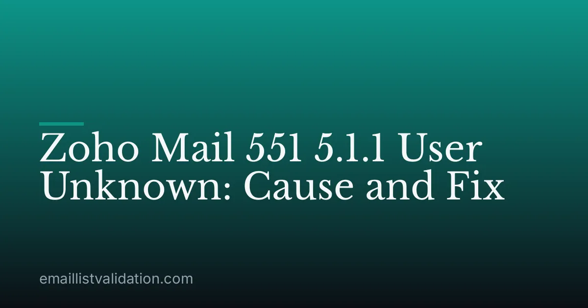 Zoho Mail 551 5.1.1 User Unknown: Cause and Fix