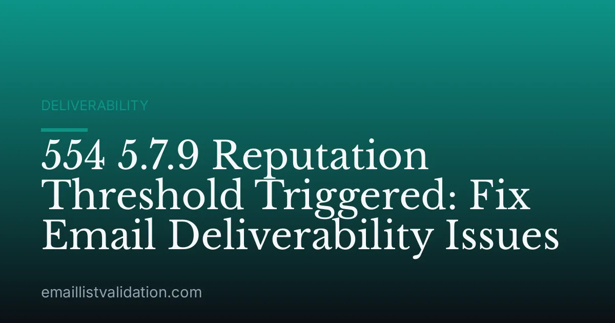 554 5.7.9 Reputation Threshold Triggered: Fix Email Deliverability Issues
