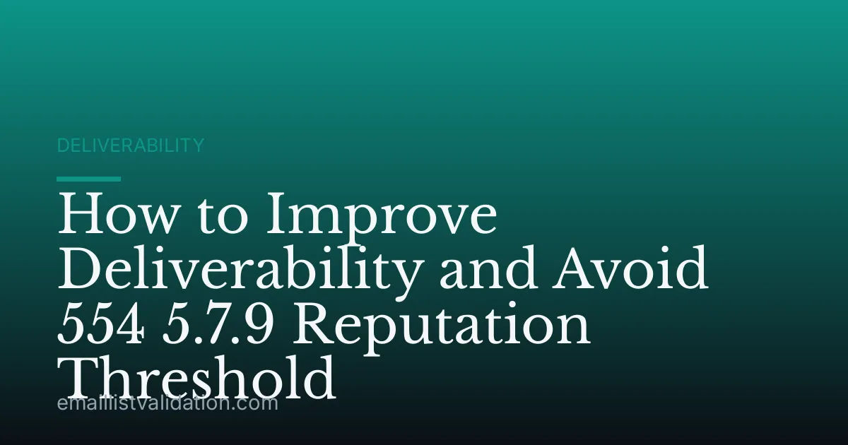 How to Improve Deliverability and Avoid 554 5.7.9 Reputation Threshold