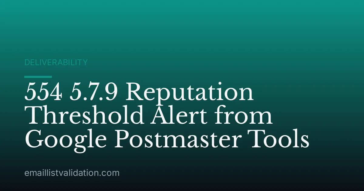 554 5.7.9 Reputation Threshold Alert from Google Postmaster Tools