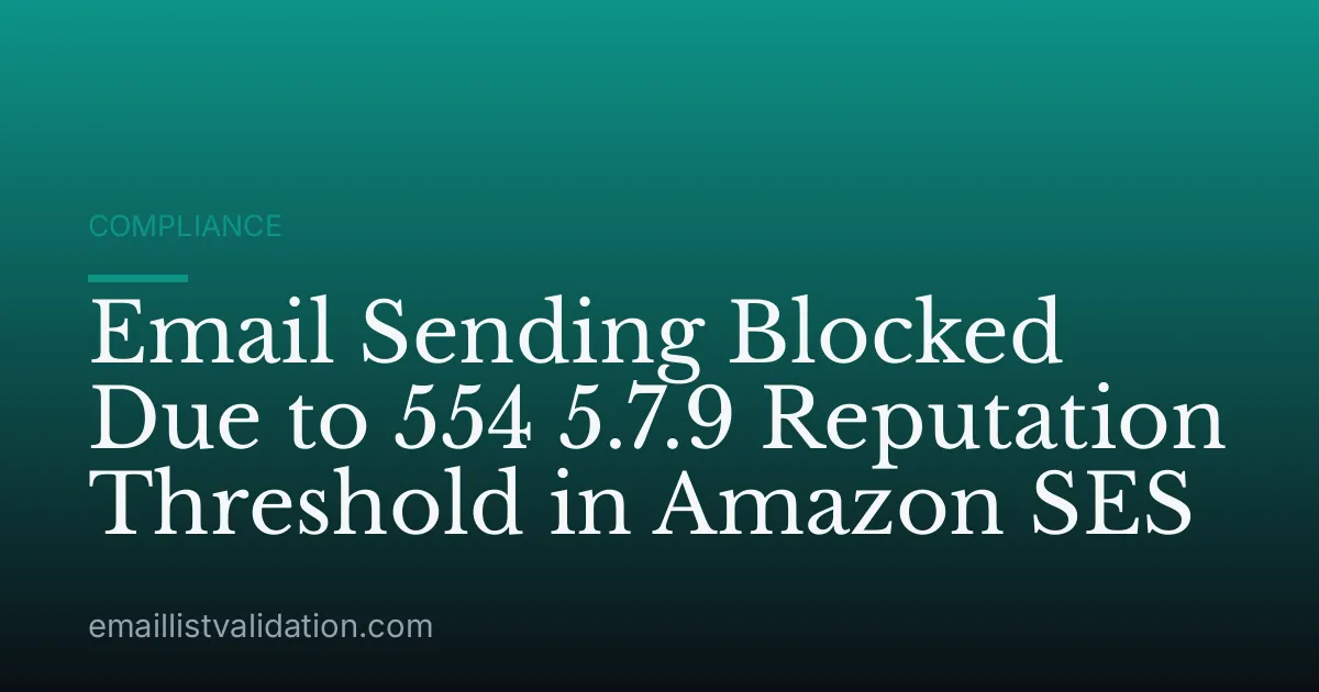 Email Sending Blocked Due to 554 5.7.9 Reputation Threshold in Amazon SES