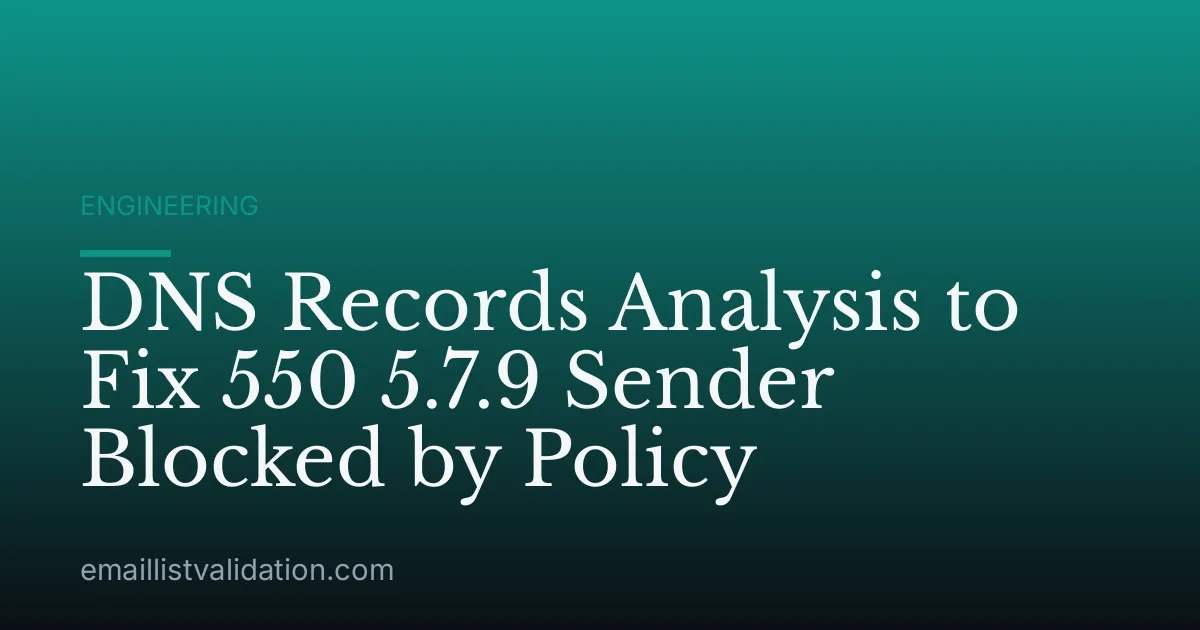 DNS Records Analysis to Fix 550 5.7.9 Sender Blocked by Policy
