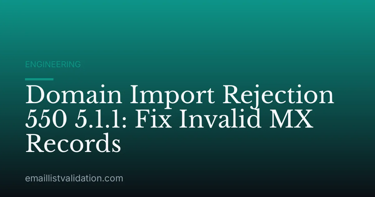 Domain Import Rejection 550 5.1.1: Fix Invalid MX Records