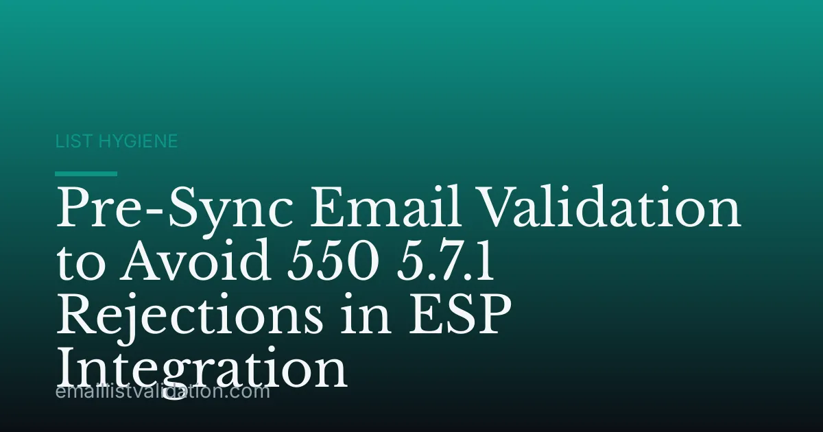 Pre-Sync Email Validation to Avoid 550 5.7.1 Rejections in ESP Integration
