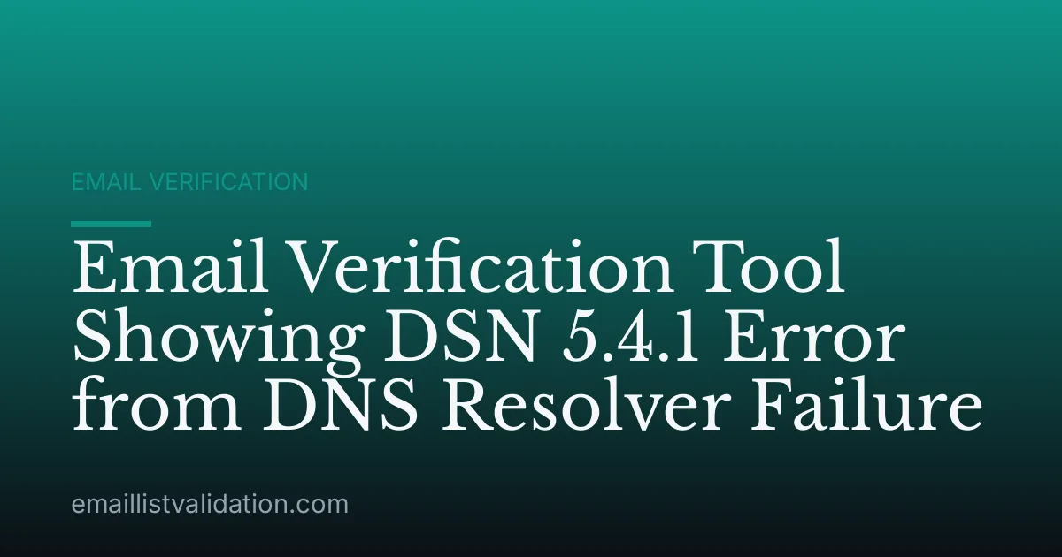 Email Verification Tool Showing DSN 5.4.1 Error from DNS Resolver Failure