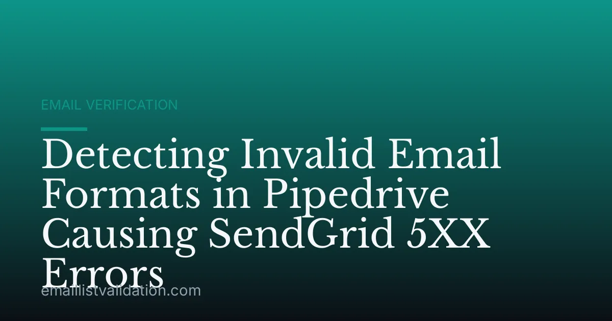 Detecting Invalid Email Formats in Pipedrive Causing SendGrid 5XX Errors
