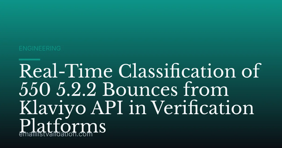 Real-Time Classification of 550 5.2.2 Bounces from Klaviyo API in Verification Platforms