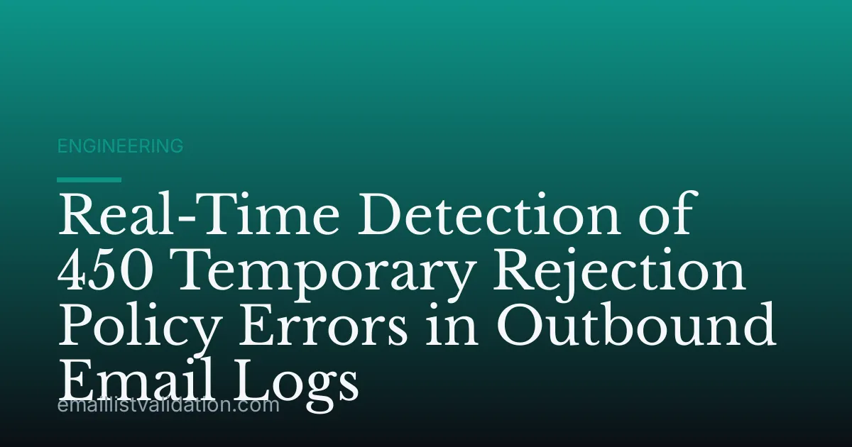 Real-Time Detection of 450 Temporary Rejection Policy Errors in Outbound Email Logs