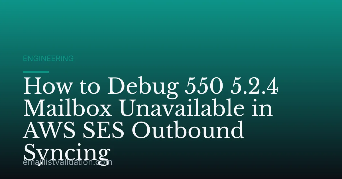 How to Debug 550 5.2.4 Mailbox Unavailable in AWS SES Outbound Syncing