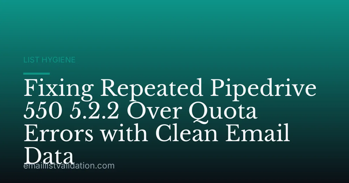 Fixing Repeated Pipedrive 550 5.2.2 Over Quota Errors with Clean Email Data