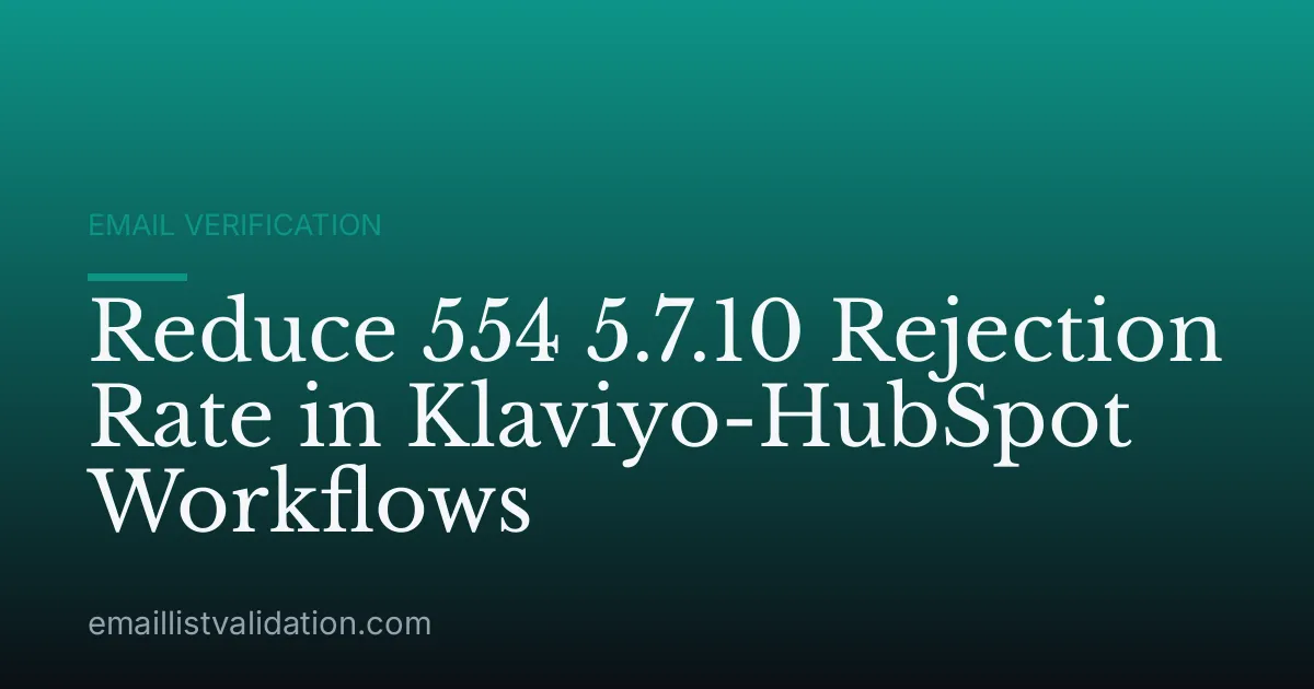 Reduce 554 5.7.10 Rejection Rate in Klaviyo-HubSpot Workflows