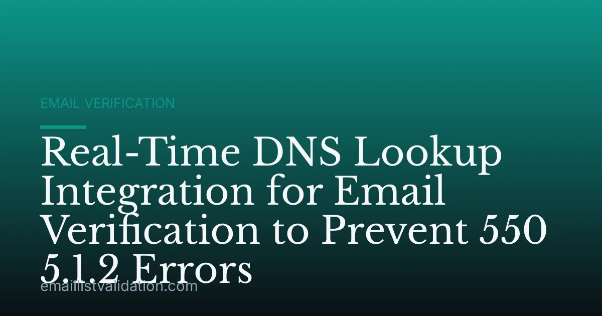 Real-Time DNS Lookup Integration for Email Verification to Prevent 550 5.1.2 Errors