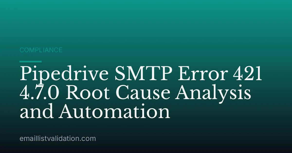 Pipedrive SMTP Error 421 4.7.0 Root Cause Analysis and Automation