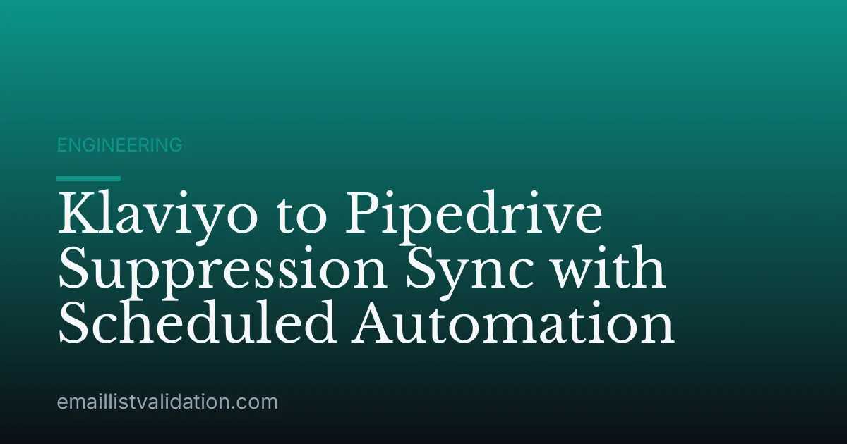 Klaviyo to Pipedrive Suppression Sync with Scheduled Automation