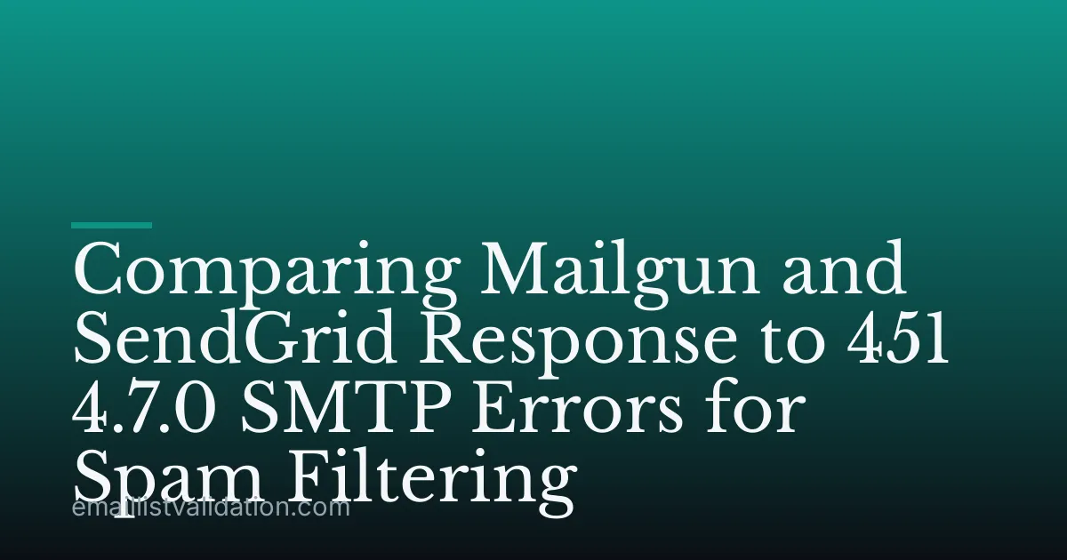 Comparing Mailgun and SendGrid Response to 451 4.7.0 SMTP Errors for Spam Filtering