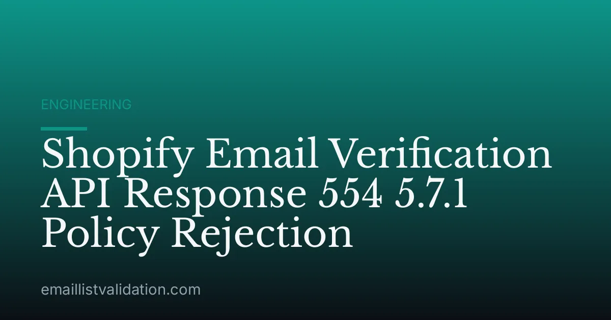 Shopify Email Verification API Response 554 5.7.1 Policy Rejection