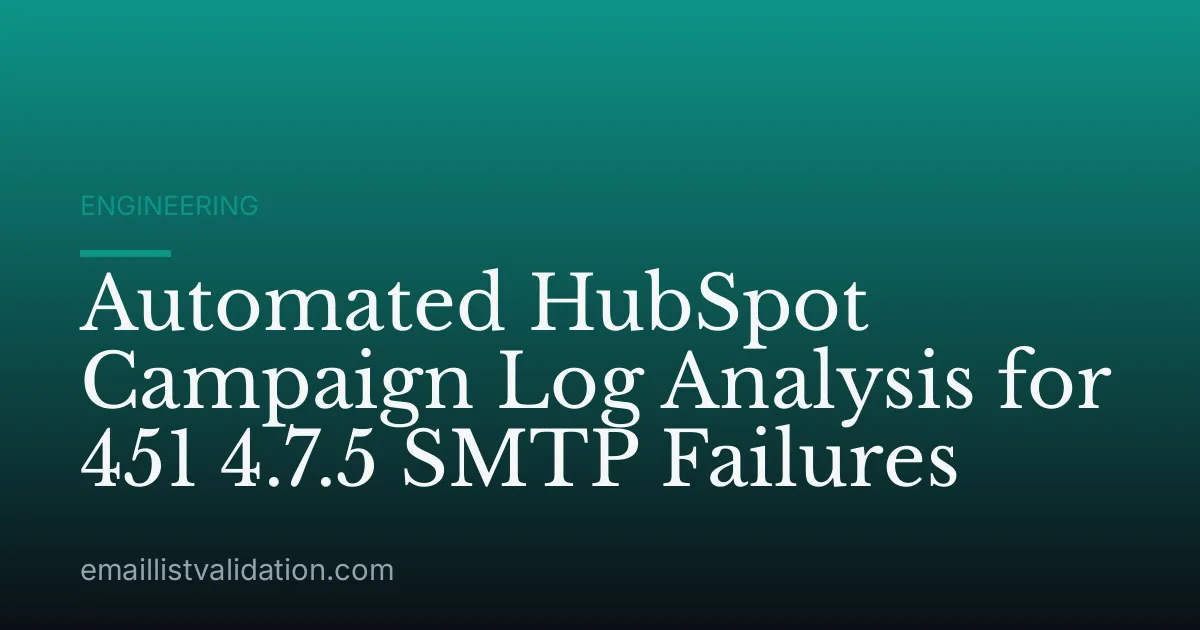 Automated HubSpot Campaign Log Analysis for 451 4.7.5 SMTP Failures