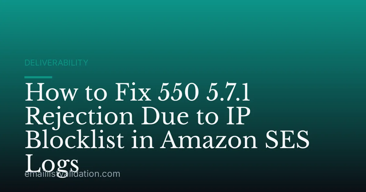 How to Fix 550 5.7.1 Rejection Due to IP Blocklist in Amazon SES Logs