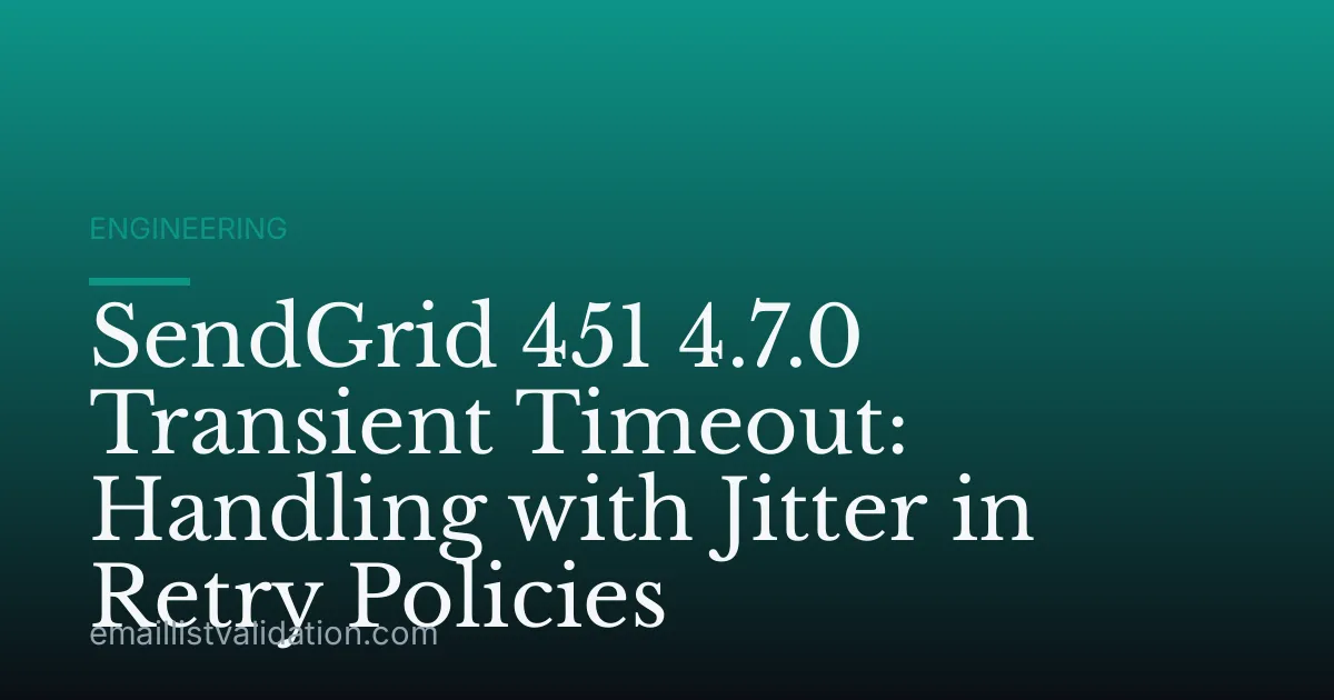 SendGrid 451 4.7.0 Transient Timeout: Handling with Jitter in Retry Policies