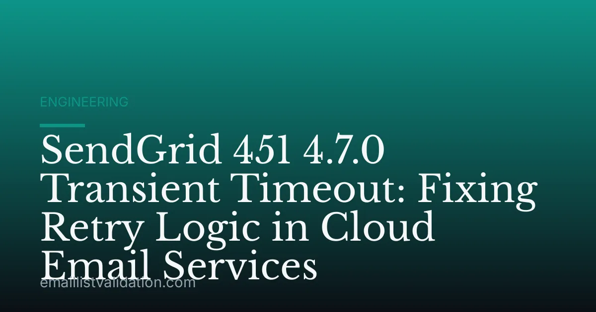 SendGrid 451 4.7.0 Transient Timeout: Fixing Retry Logic in Cloud Email Services