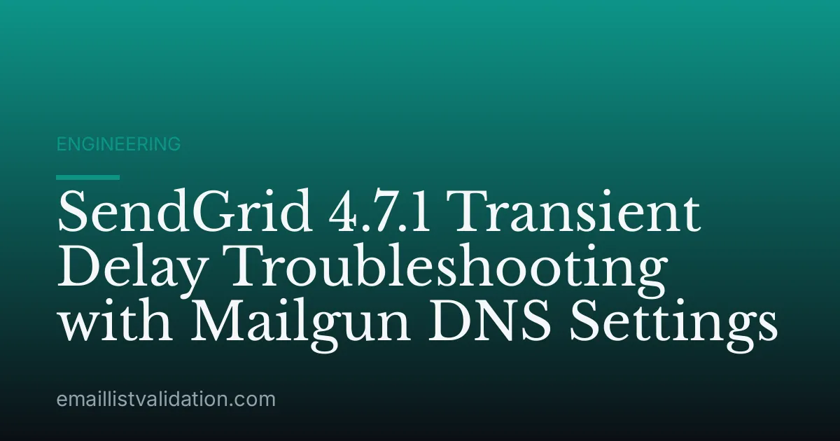 SendGrid 4.7.1 Transient Delay Troubleshooting with Mailgun DNS Settings