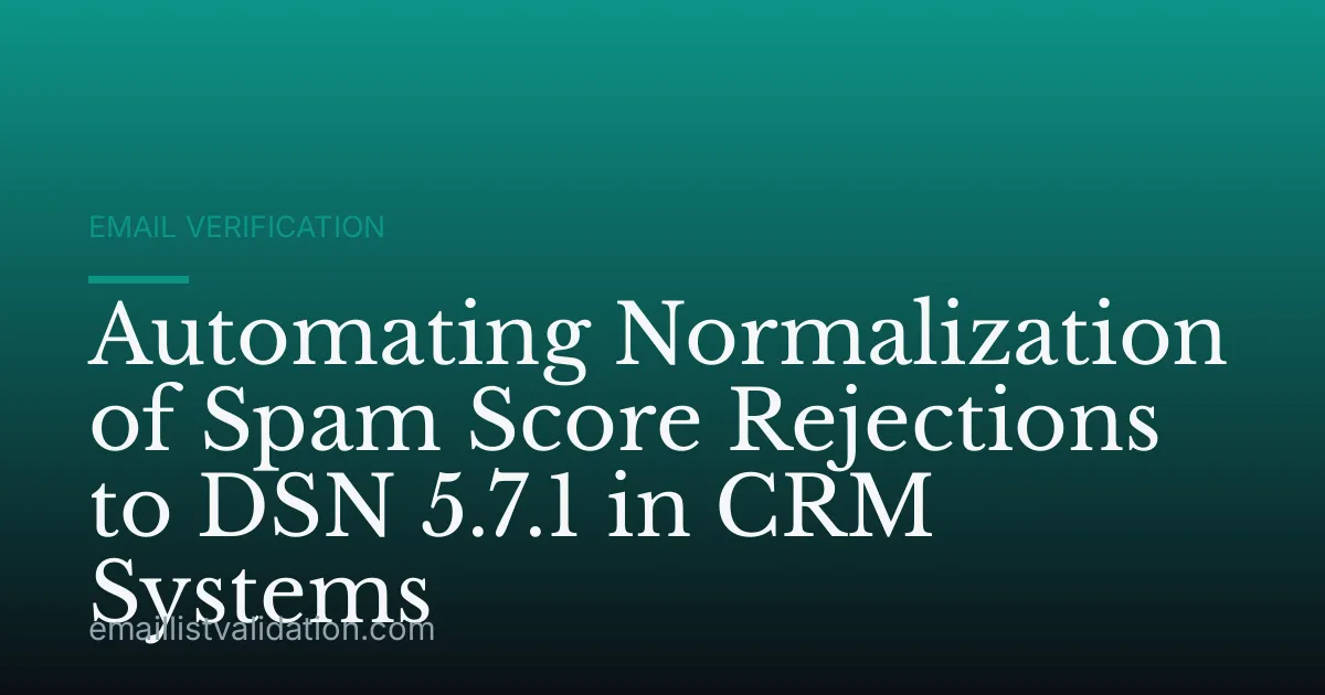 Automating Normalization of Spam Score Rejections to DSN 5.7.1 in CRM Systems