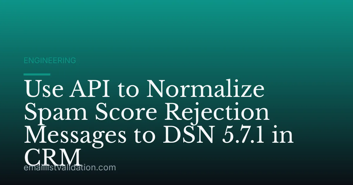 Use API to Normalize Spam Score Rejection Messages to DSN 5.7.1 in CRM