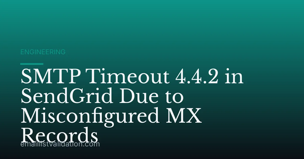 SMTP Timeout 4.4.2 in SendGrid Due to Misconfigured MX Records