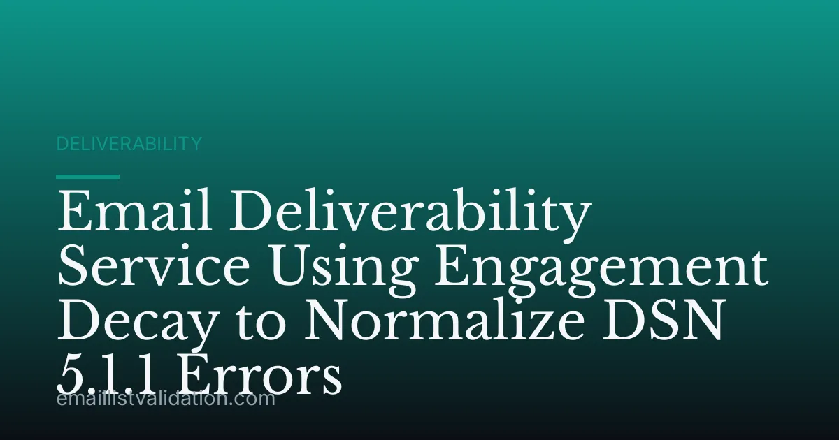 Email Deliverability Service Using Engagement Decay to Normalize DSN 5.1.1 Errors