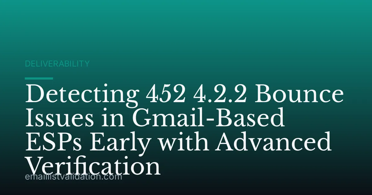 Detecting 452 4.2.2 Bounce Issues in Gmail-Based ESPs Early with Advanced Verification