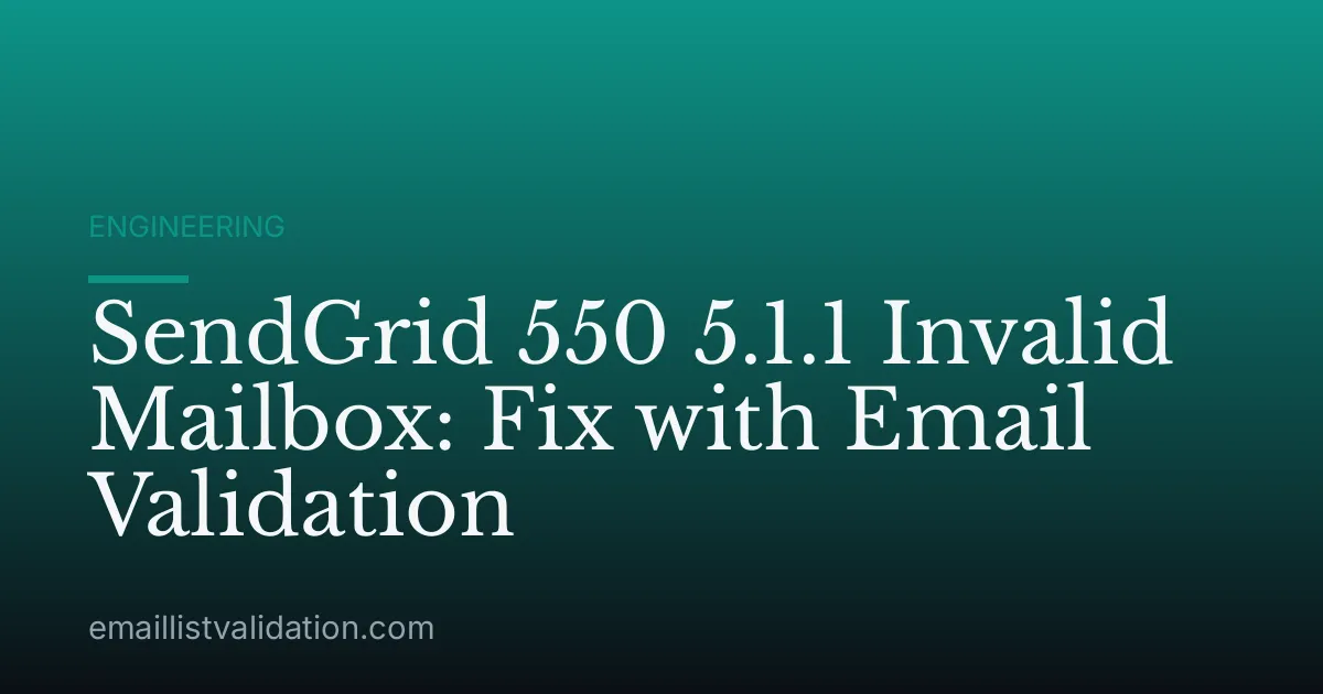 SendGrid 550 5.1.1 Invalid Mailbox: Fix with Email Validation
