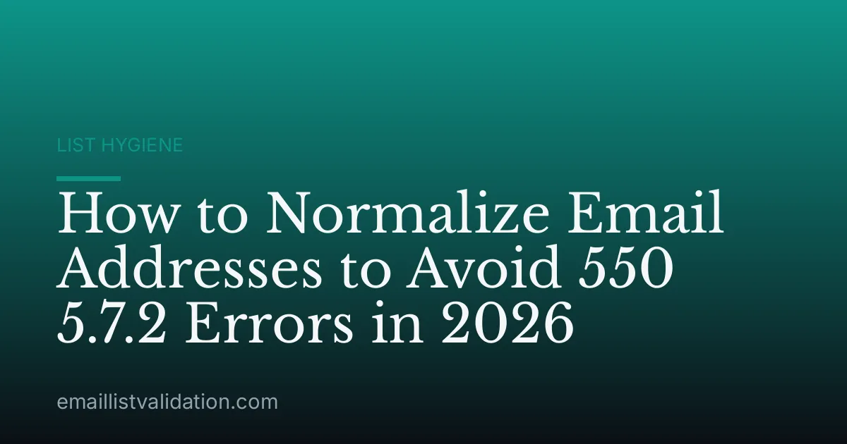 How to Normalize Email Addresses to Avoid 550 5.7.2 Errors in 2026