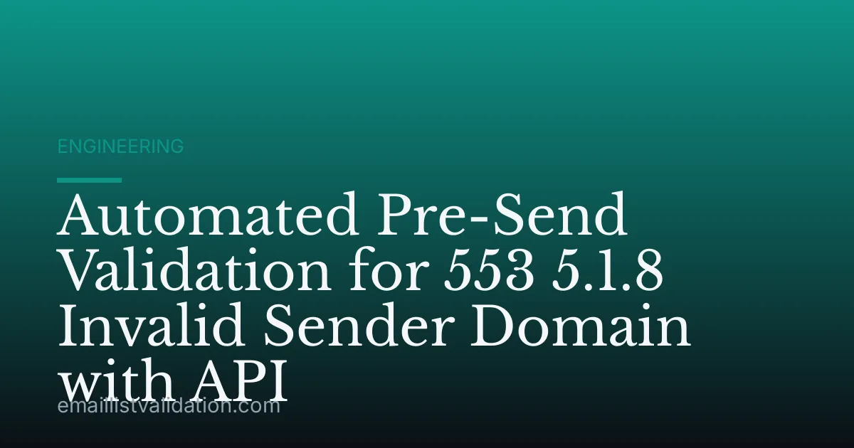 Automated Pre-Send Validation for 553 5.1.8 Invalid Sender Domain with API